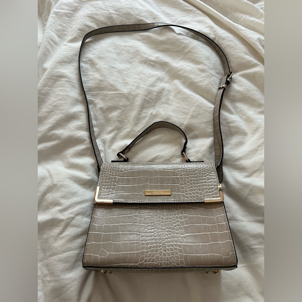 Dune London tan faux leather crocodile bag